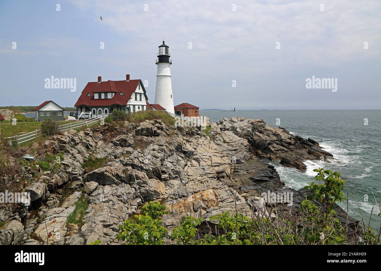 Landscape with Cape Elizabeth - Portland Head Light, Maine Stock Photo ...