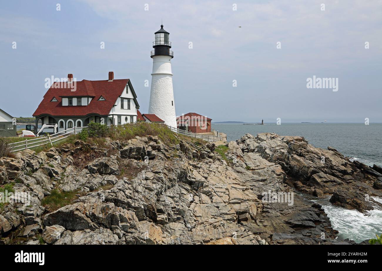 Cape Elizabeth with the lighthouse - Portland Head Light, Maine Stock Photo