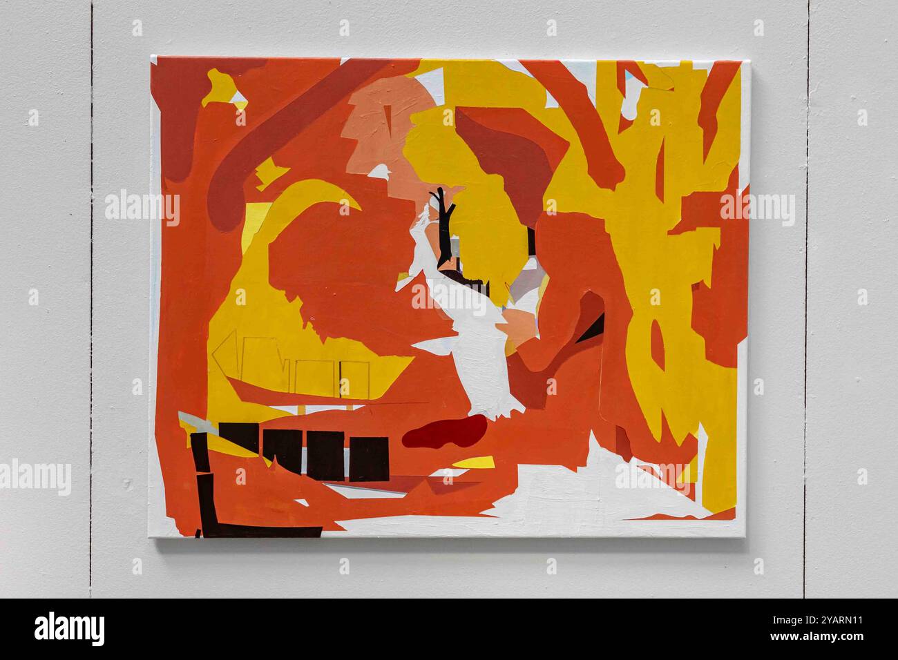 Untitled (Park Bench). Painting by Jouni Toni at Art Center Purnu's summer exhibition Observation in Orivesi, Finland. Stock Photo