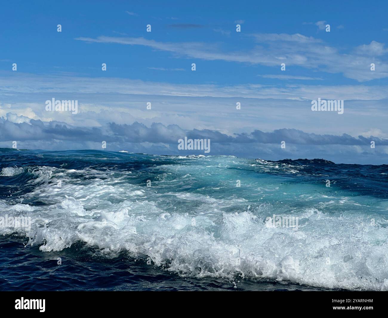 A crashed wave at Teahupo'o, Tahiti, French Polynesia, the venue for the 2024 Olympics surfing event. - Smartphone Captured Stock Image
