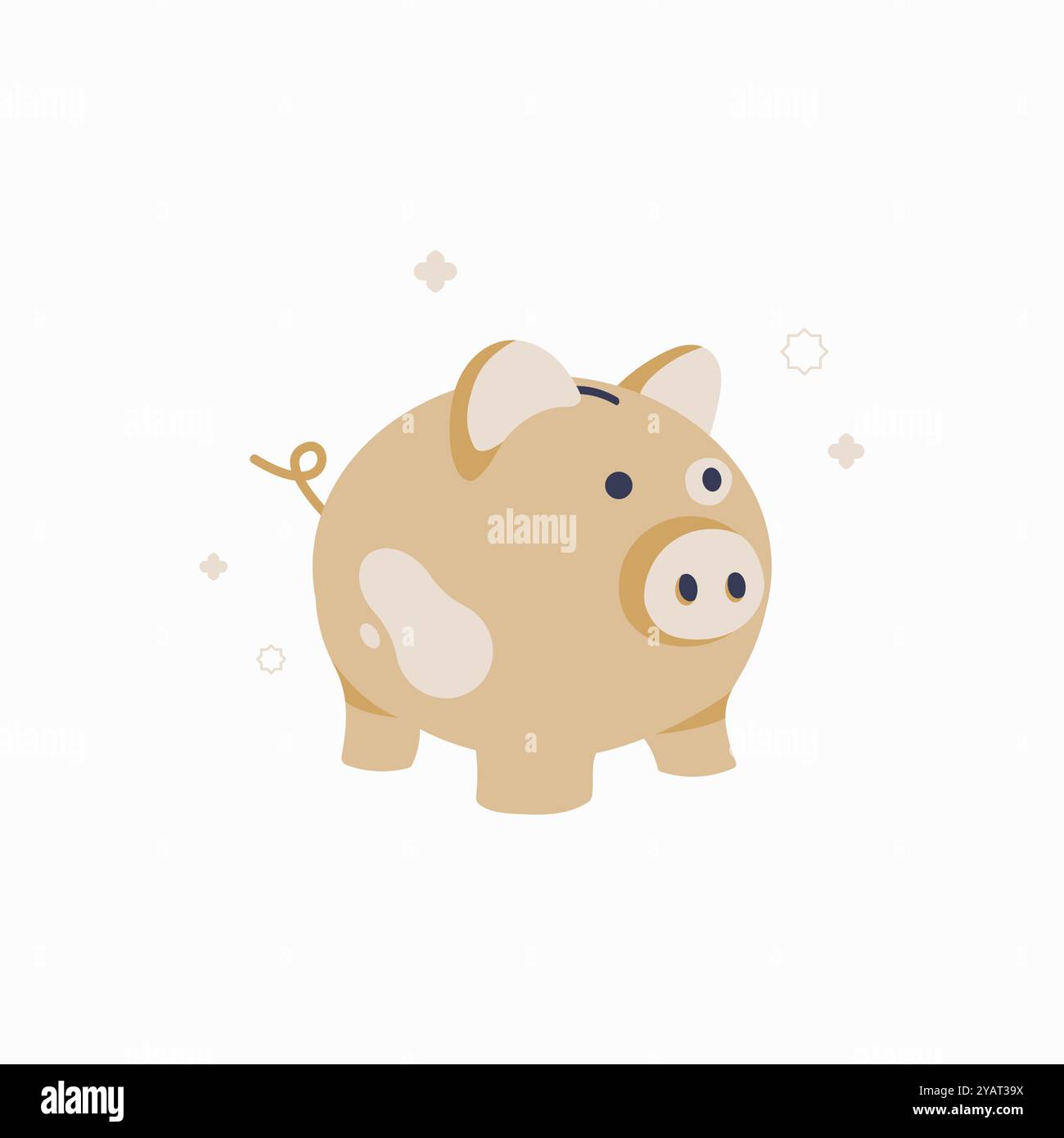 Piggy bank in flat vector illustration symbolizing savings, financial planning, and wealth accumulation, isolated on white background. Stock Vector