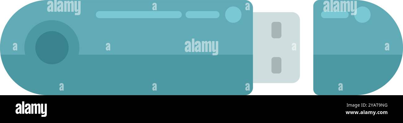 Modern usb flash drive with its cap removed, ready for data transfer Stock Vector