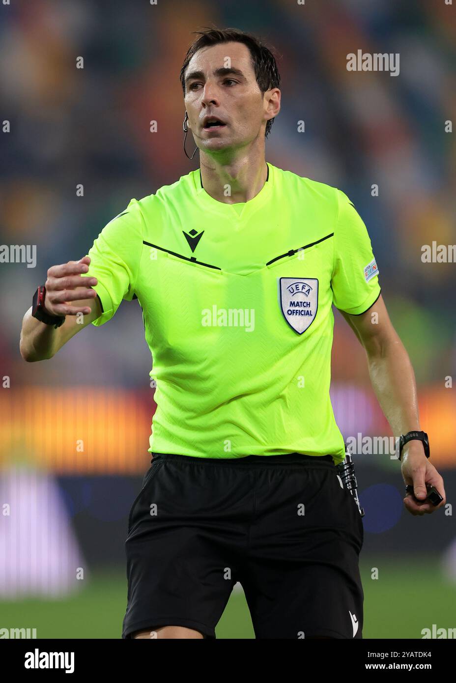 Udine, Italy. 14th Oct, 2024. The Referee Ricardo De Burgos of Spain reacts during the UEFA Nations League match at Stadio Friuli, Udine. Picture credit should read: Jonathan Moscrop/Sportimage Credit: Sportimage Ltd/Alamy Live News Stock Photo