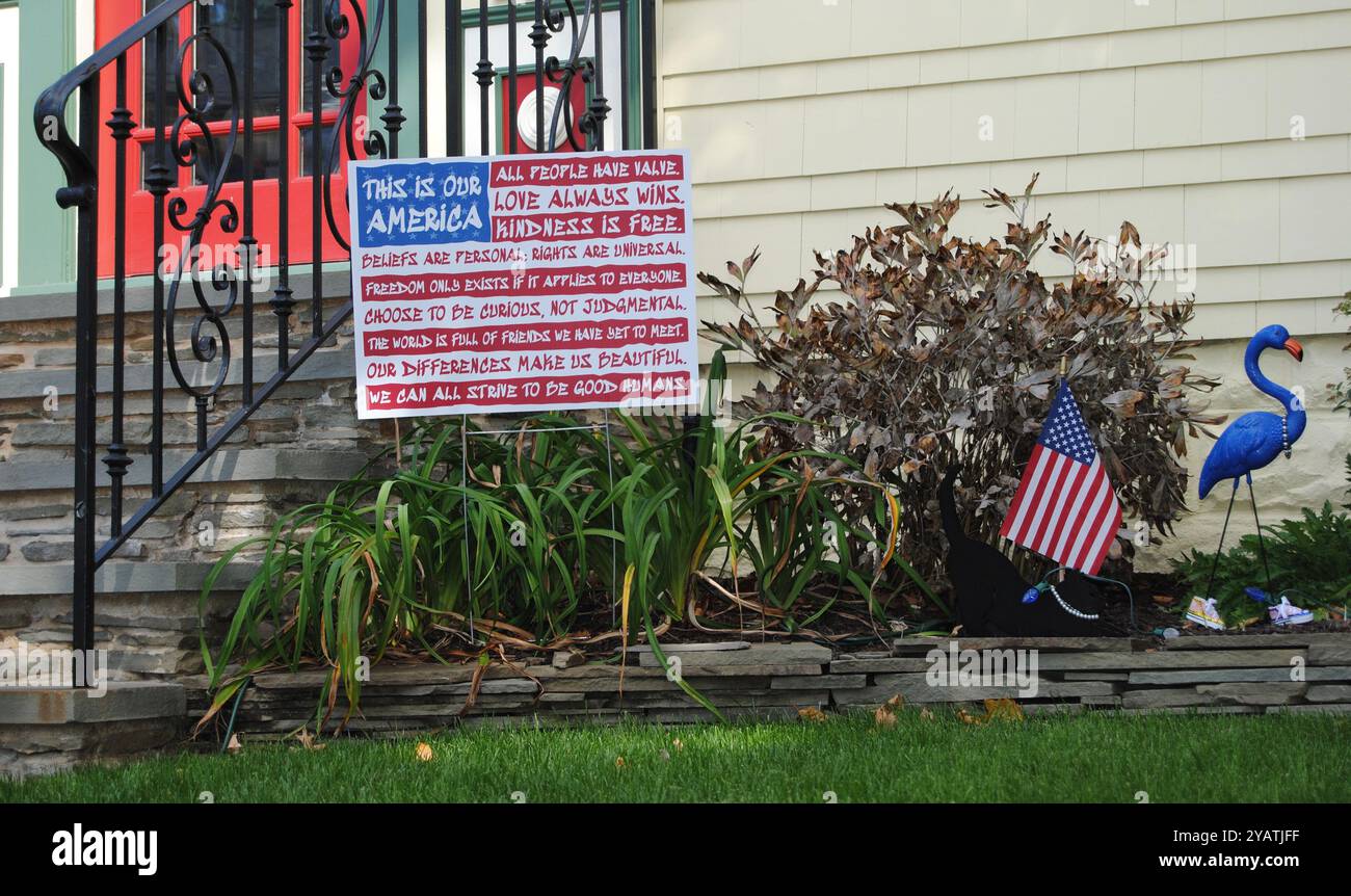 Rutherford, New Jersey, USA - October 15 2024: Political lawn sign ...