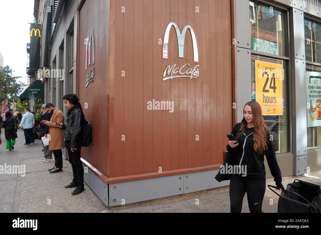 A McCafé logo is seen at a McDonald's restaurant in Manhattan, New York ...