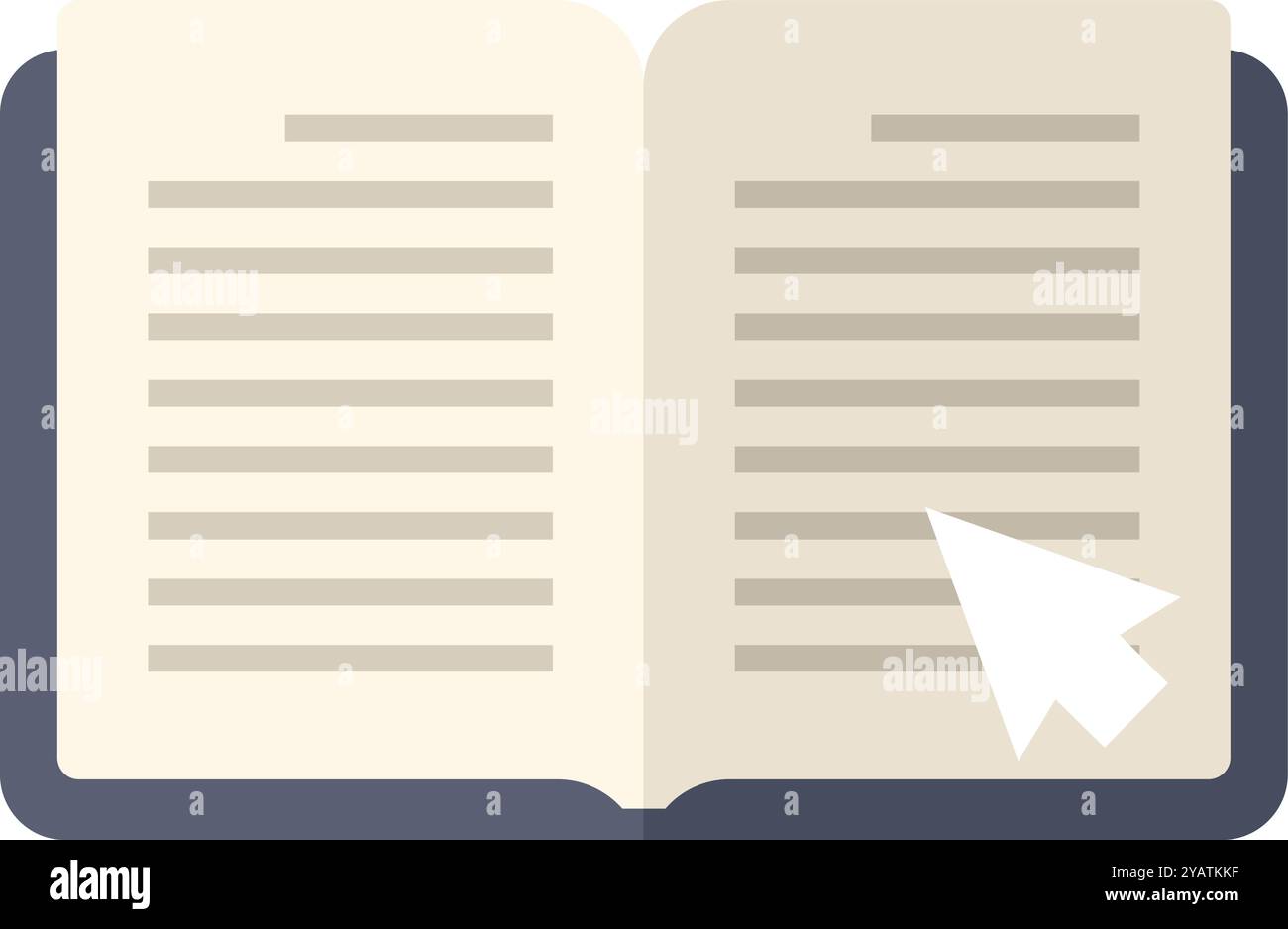Open book is receiving a mouse click representing the concept of