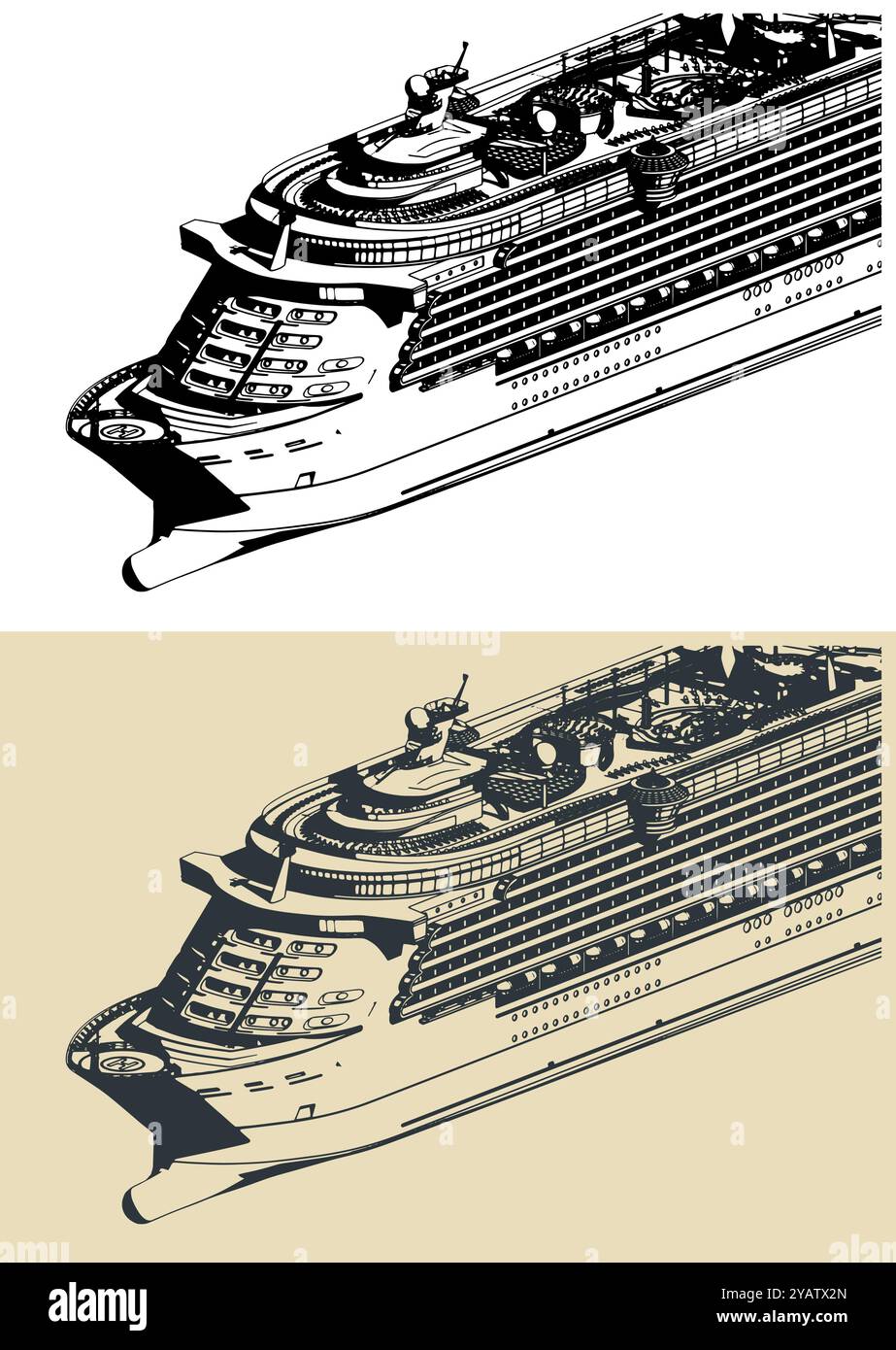 Stylized vector illustrations of a large cruise liner Stock Vector ...