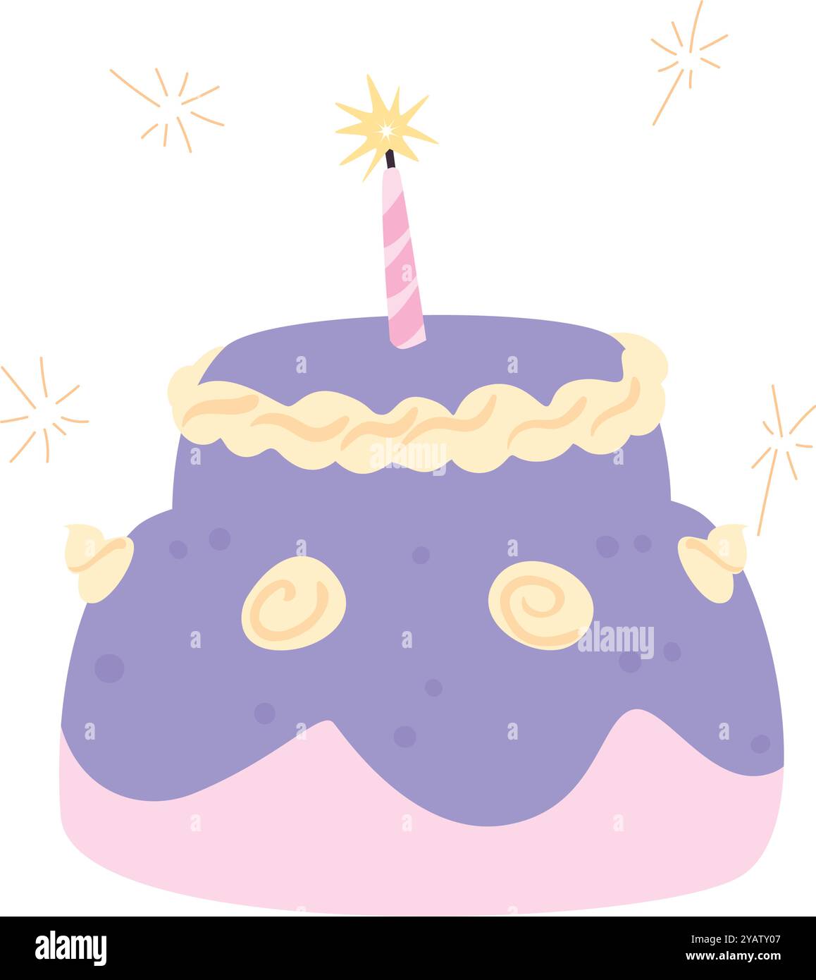 birthday party cake and burning candle Stock Vector Image & Art - Alamy