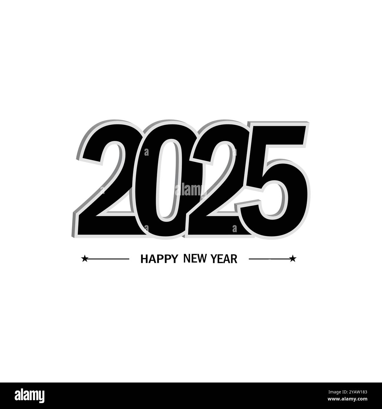 Happy new year 2025 text design. New year eve. 2025 new year number
