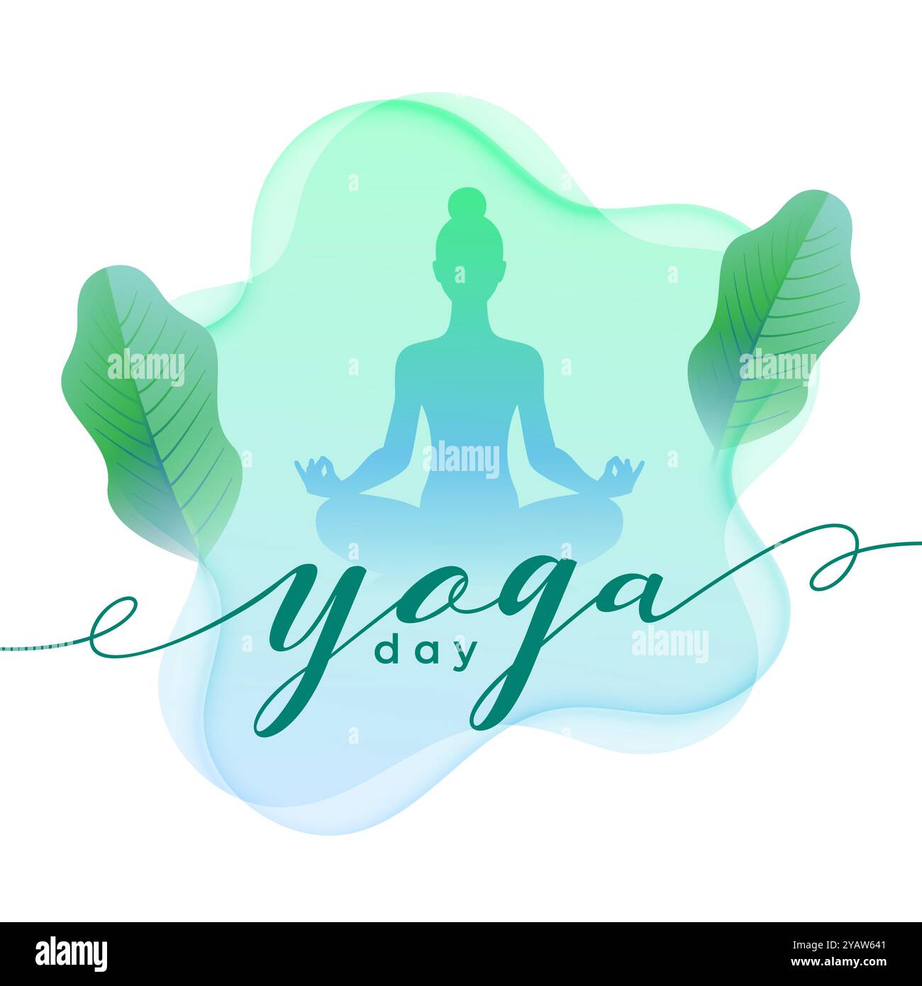 yoga day event background with natural green leaves vector Stock Vector ...
