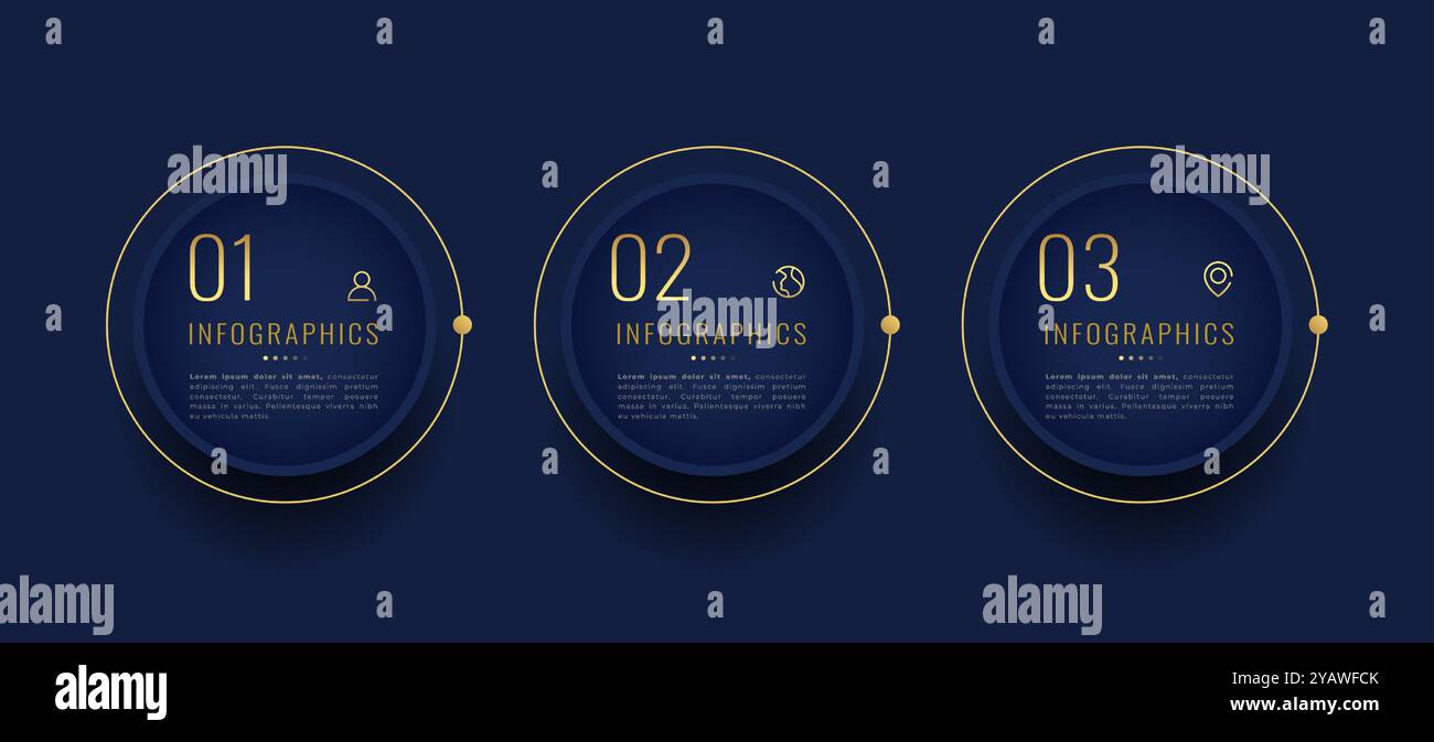 three step business plan for infographic golden banner design vector ...