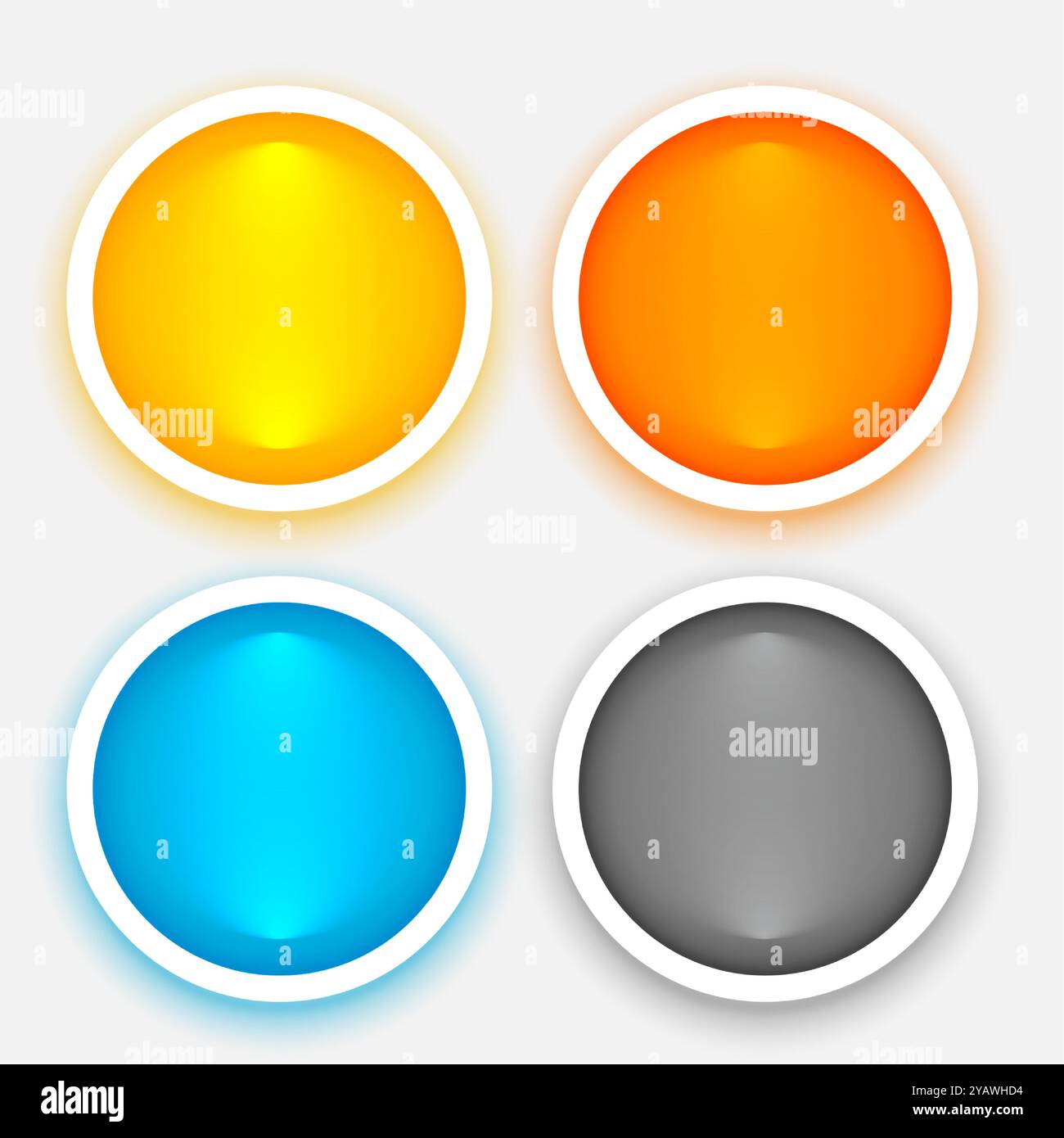 pack of 3d style empty circular button in four colors vector Stock ...