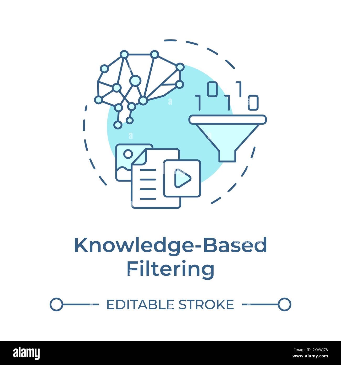 Knowledge-based filtering soft blue concept icon Stock Vector
