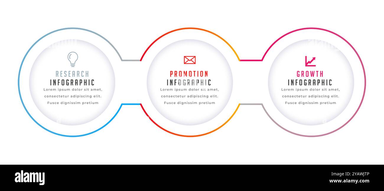 3 steps infographic circular process chart banner design vector Stock ...