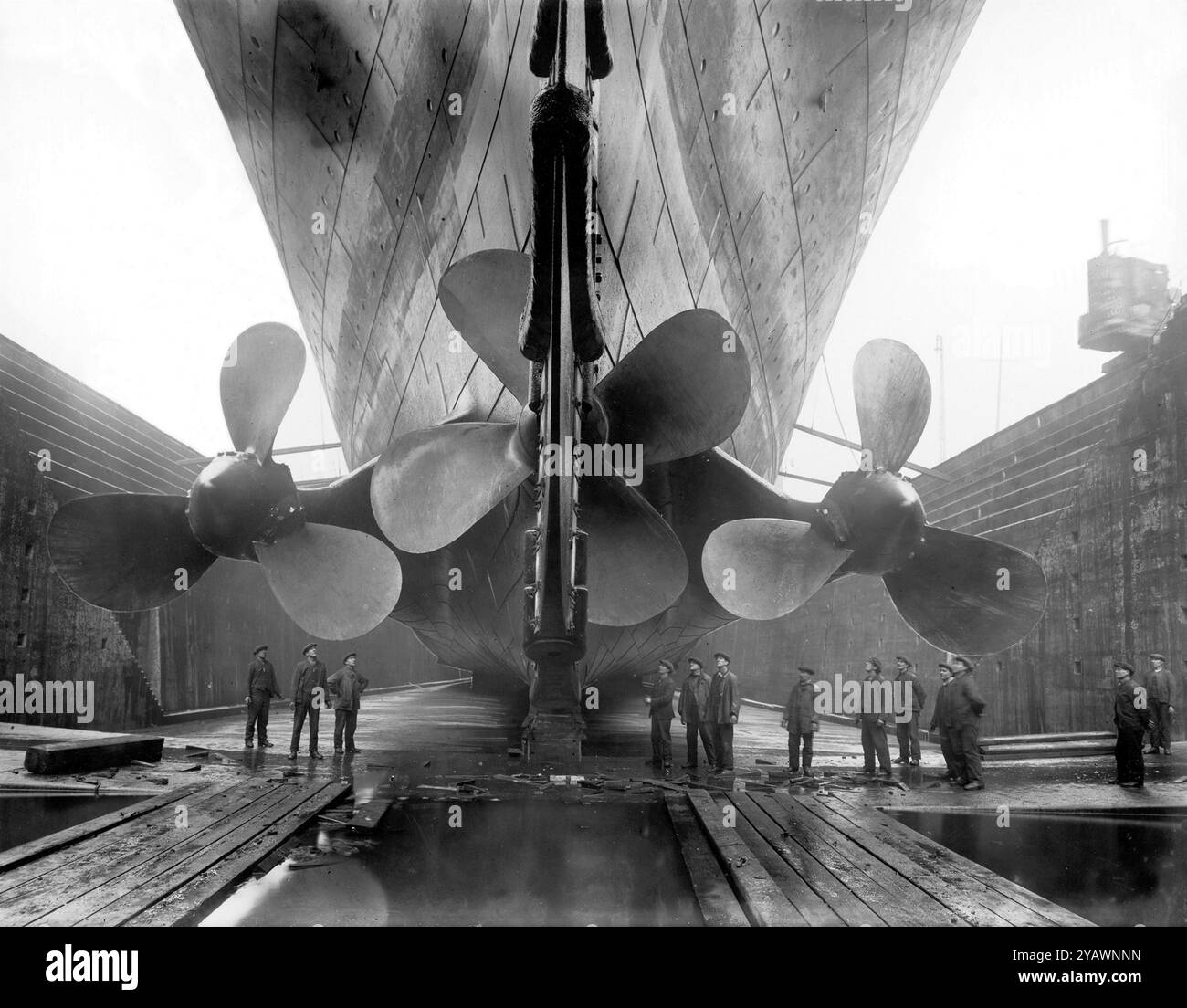 The Propellers of the Titanic in Dry Dock in Belfast, Ireland, before its' launch in 1912 Stock Photo