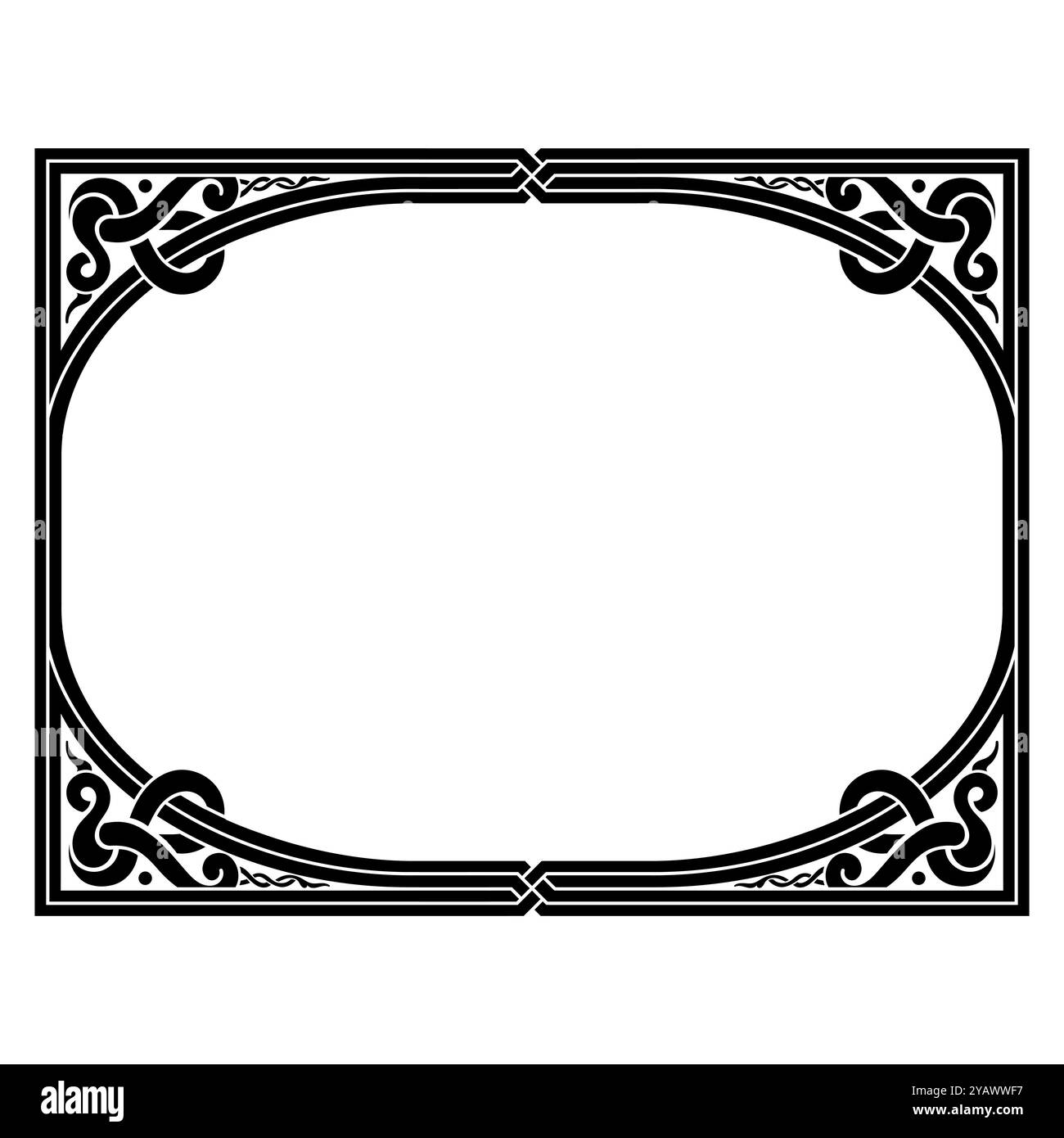 Ancient Scandinavian design. Frame drawn in Celtic-Scandinavian style, with dragon patterns Stock Vector