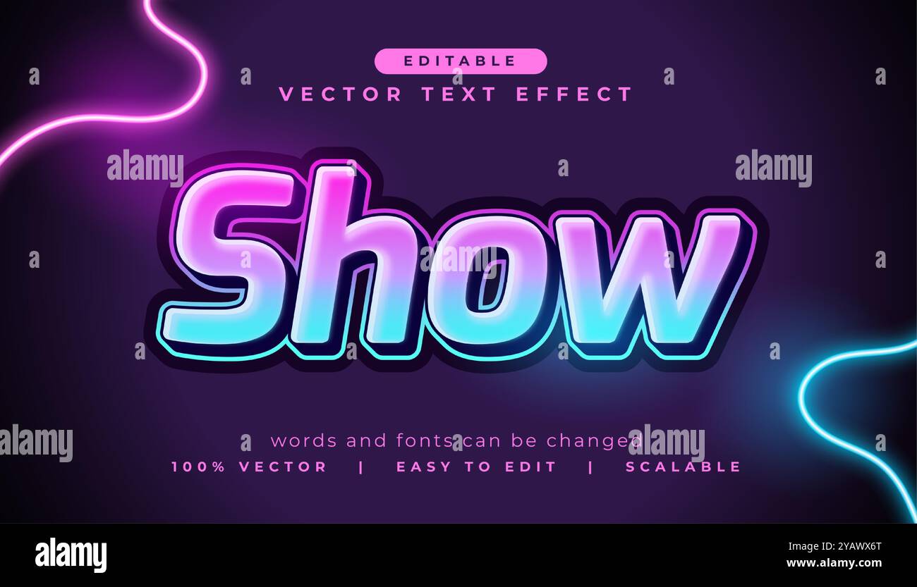 trendy show text effect lettering in 3d style vector Stock Vector Image ...