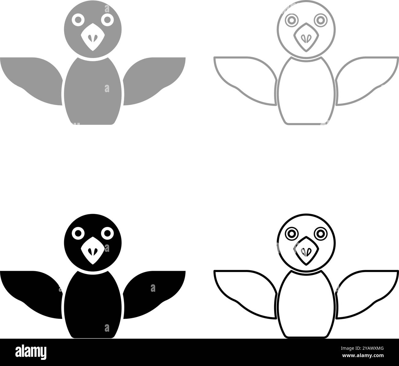 Bird set icon grey black color vector illustration image simple solid ...