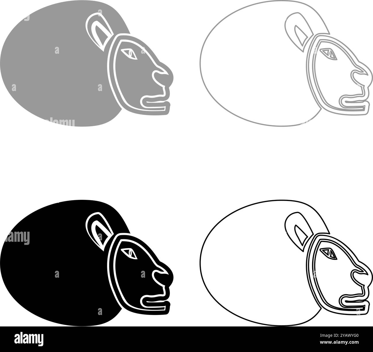 Lion set icon grey black color vector illustration image simple solid ...