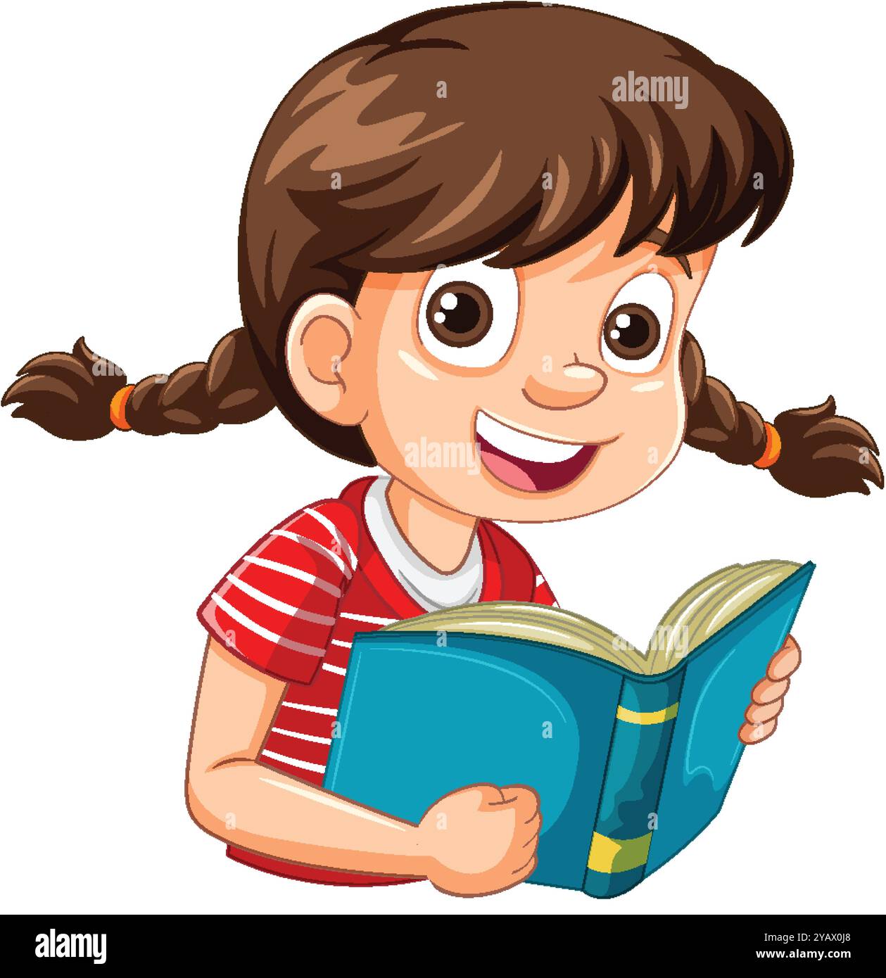 Smiling girl enjoying a book Stock Vector Image & Art - Alamy