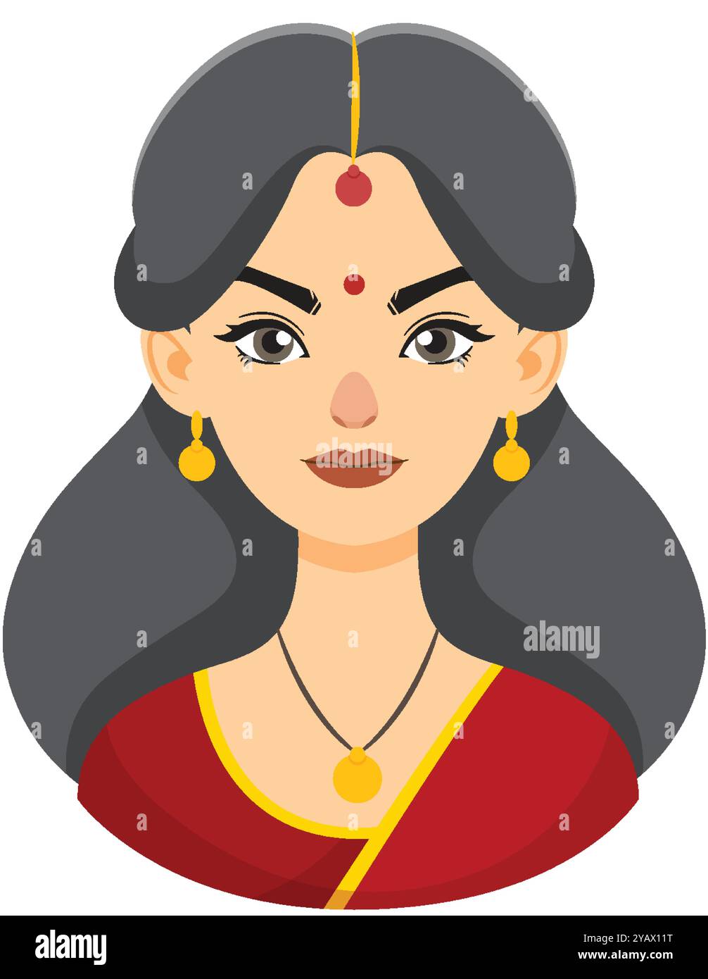 Illustration of an Indian woman in traditional attire Stock Vector ...