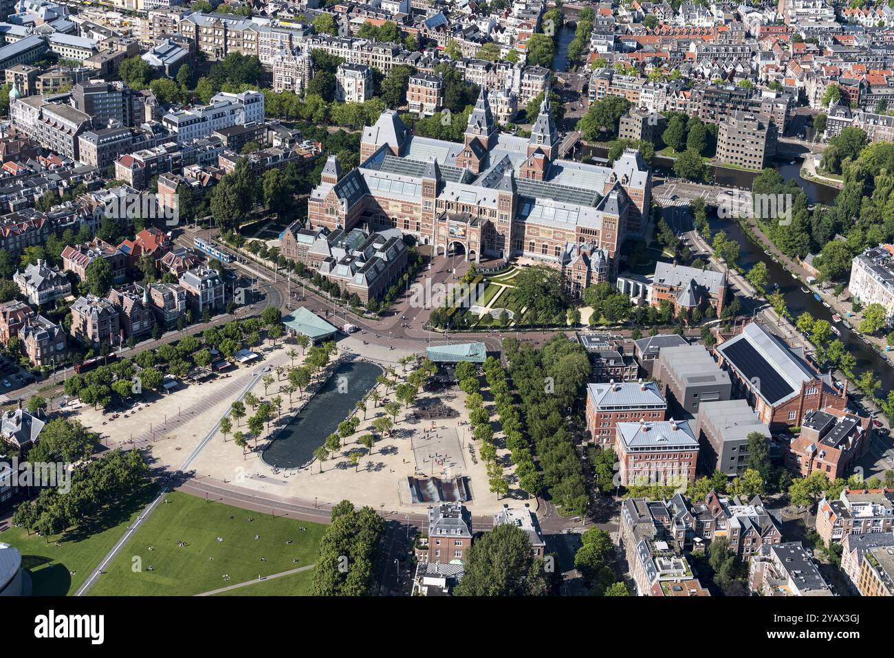 Rijks museum in Amsterdam at Museumplein after restoration in summer ...