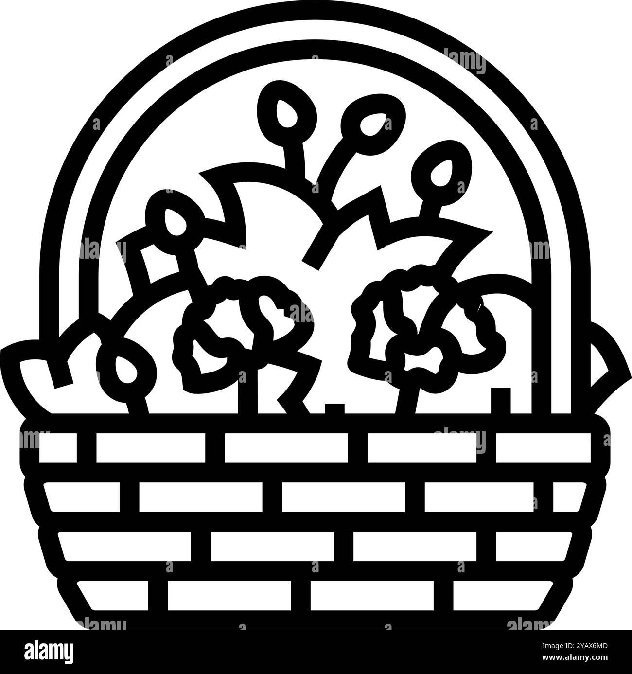 Bouquet of flowers in a basket Black and White Stock Photos & Images ...