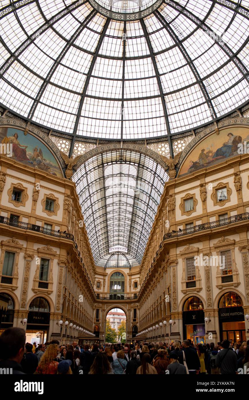 Europe Italy Italia Milan Milano Galleria Vittorio Emanuele II indoor shopping mall with fashion stores Stock Photo