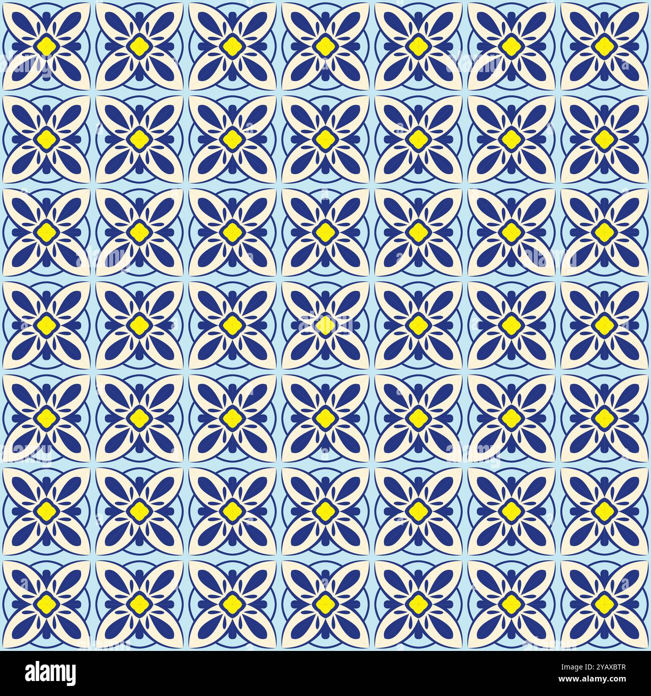 Talavera Flower Pattern Design. Tile Simple Design Pattern Stock Vector