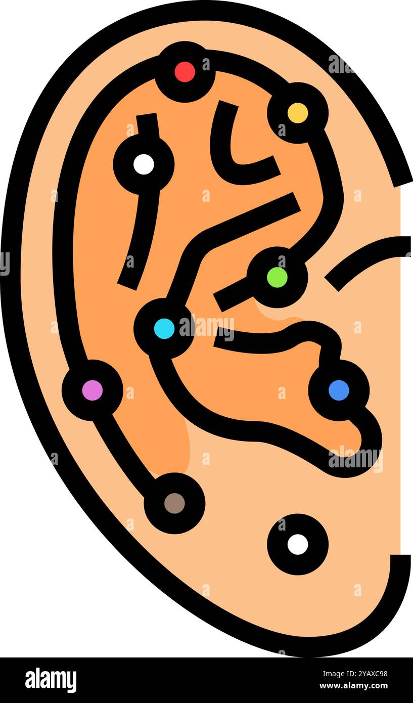 ear points acupuncture color icon vector illustration Stock Vector ...
