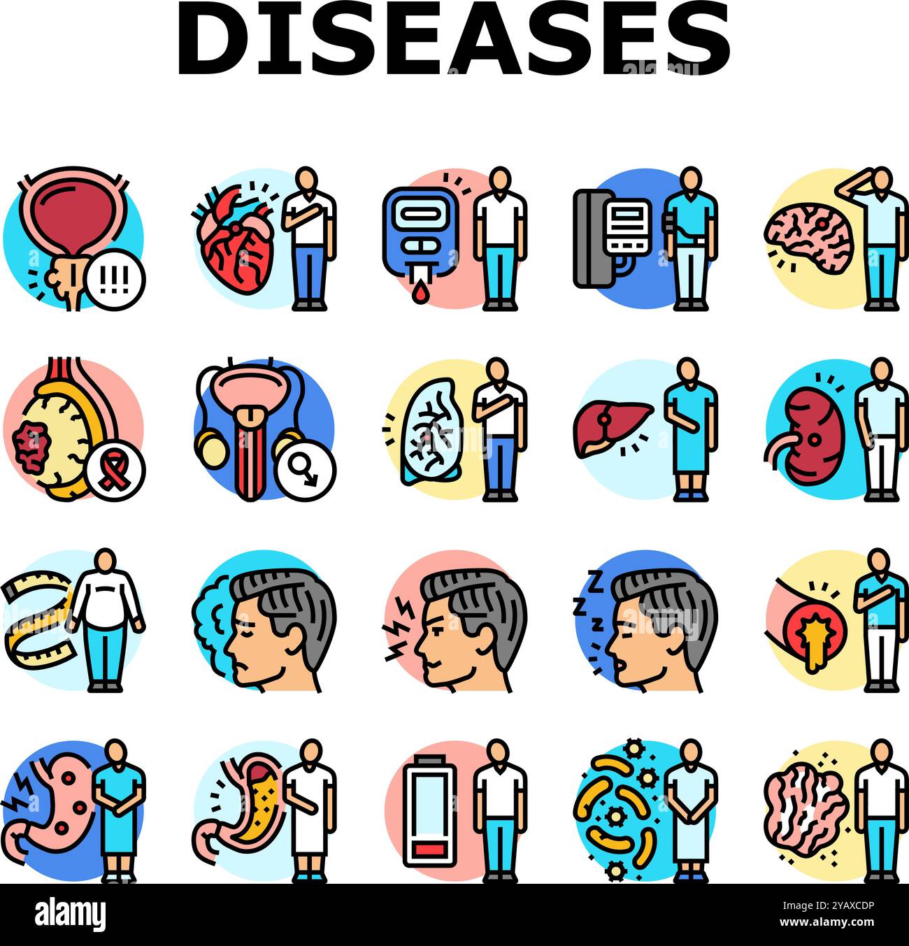 man disease health medical icons set vector Stock Vector Image & Art ...