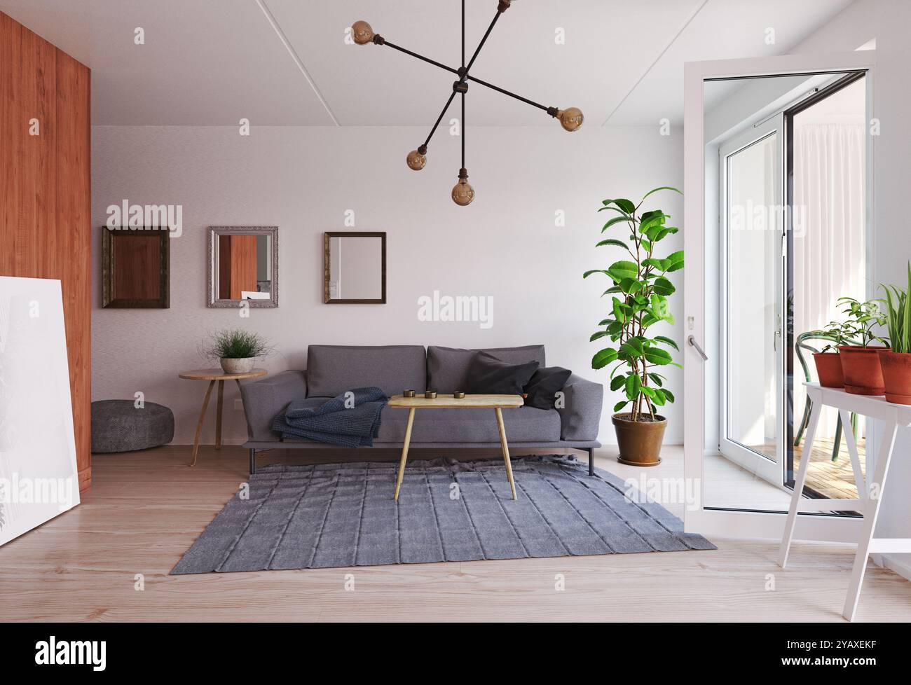 modern living interior design. 3d rendering concept Stock Photo - Alamy