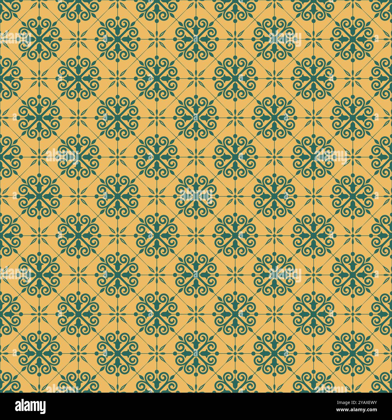 Decorative flower vintage patterns for floor tiles. talavera pattern Stock Vector