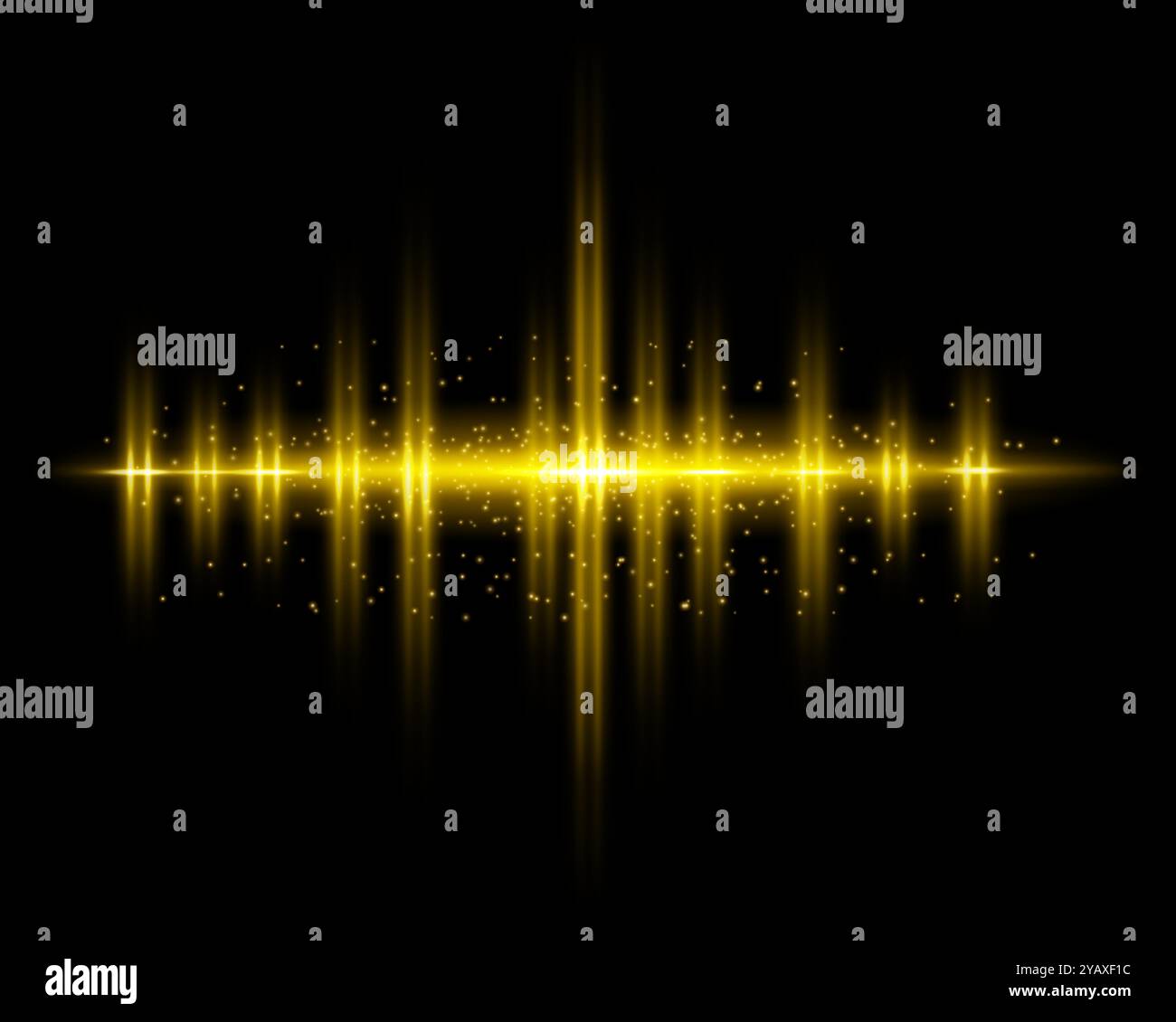 Radiant golden glowing light with sparkling particles and beams ...
