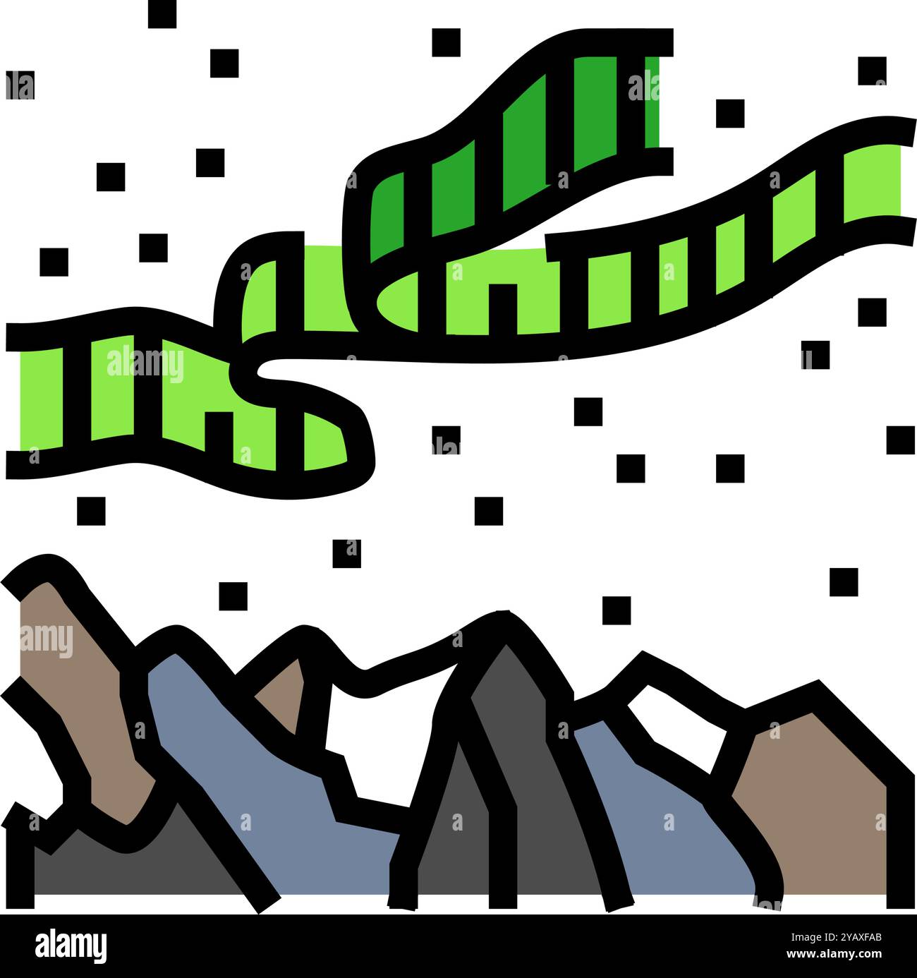 aurora borealis weather natural phenomena color icon vector ...