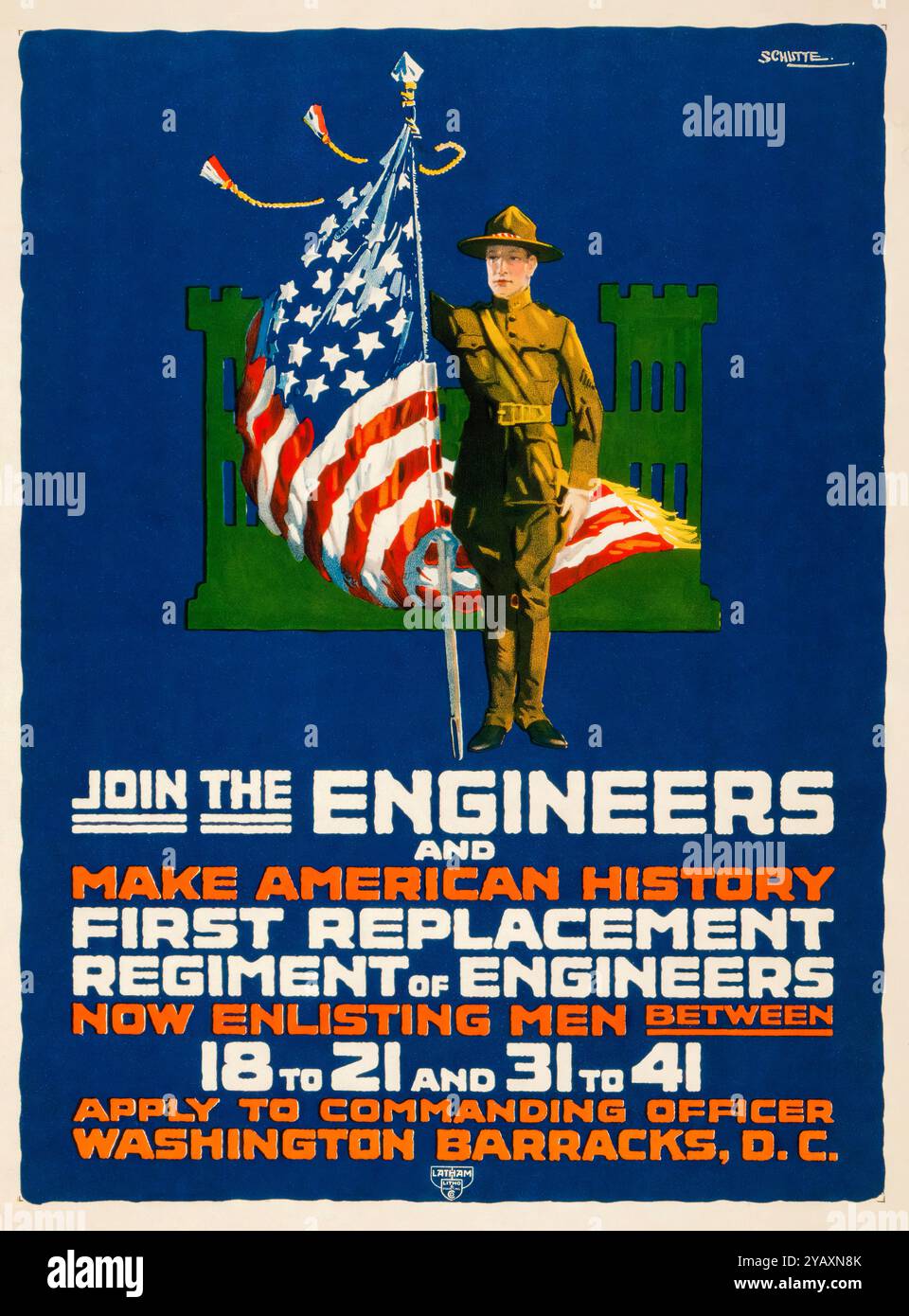 American US WW1 Recruitment Poster Join The Engineers And Make 