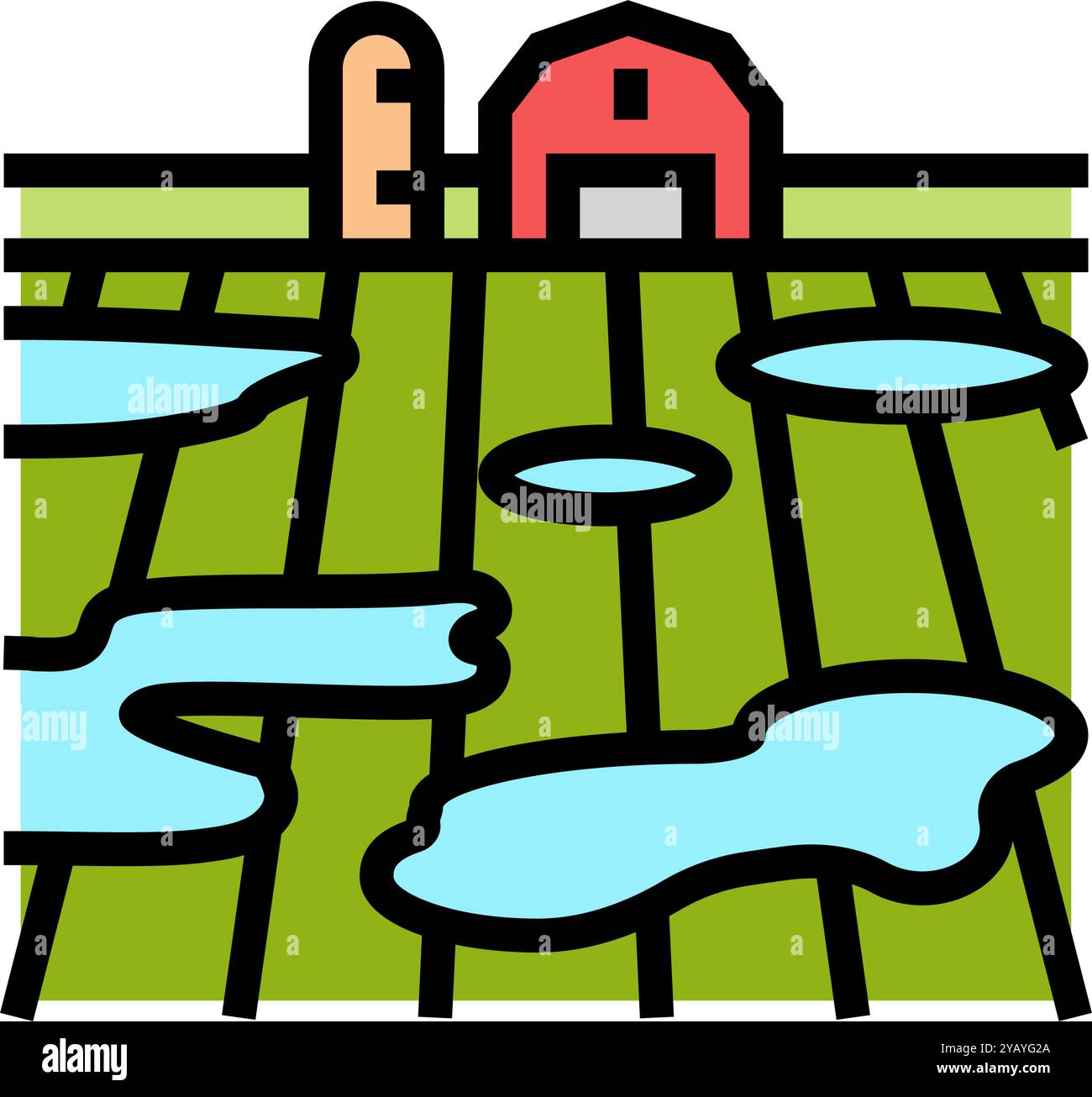 flooded farmland disaster color icon vector illustration Stock Vector ...