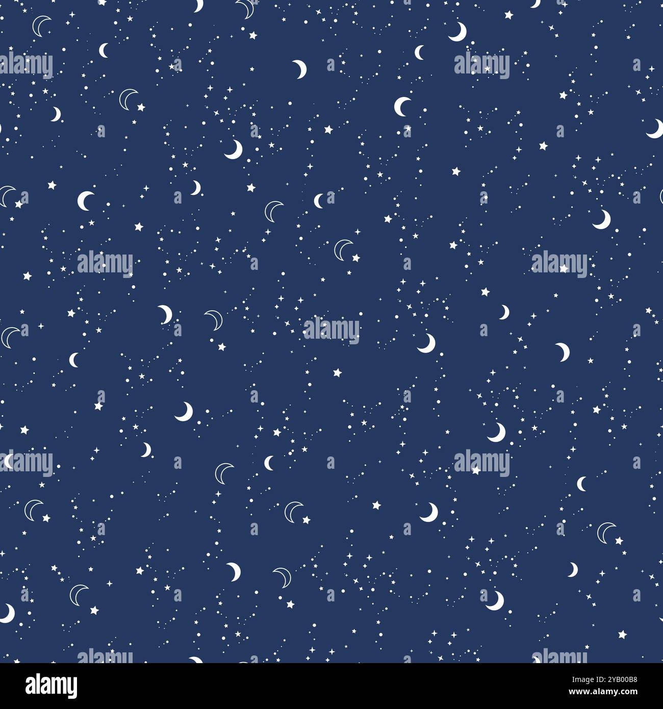 Stars and moon night navy background seamless pattern Stock Vector ...