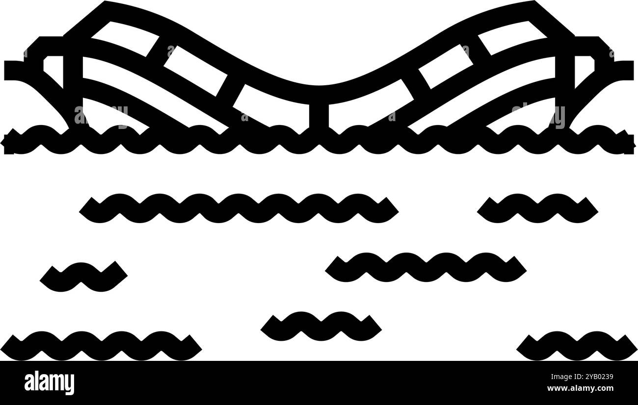 flooded bridge disaster line icon vector illustration Stock Vector ...
