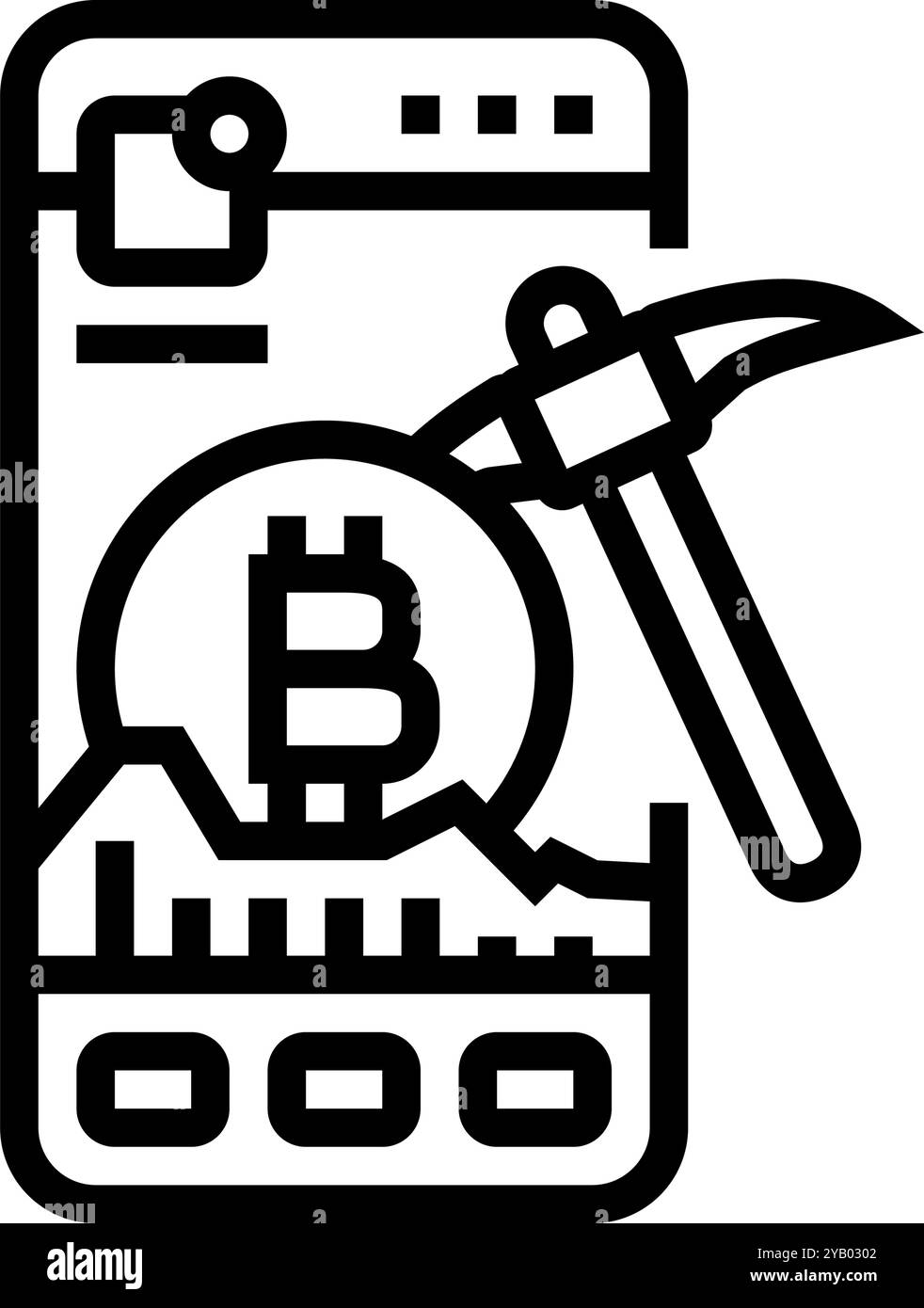crypto app cryptocurrency mining line icon vector illustration Stock ...
