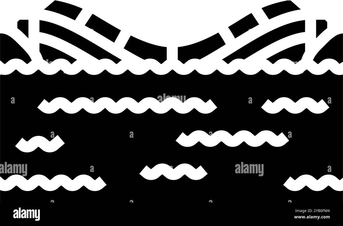 flooded bridge disaster glyph icon vector illustration Stock Vector ...