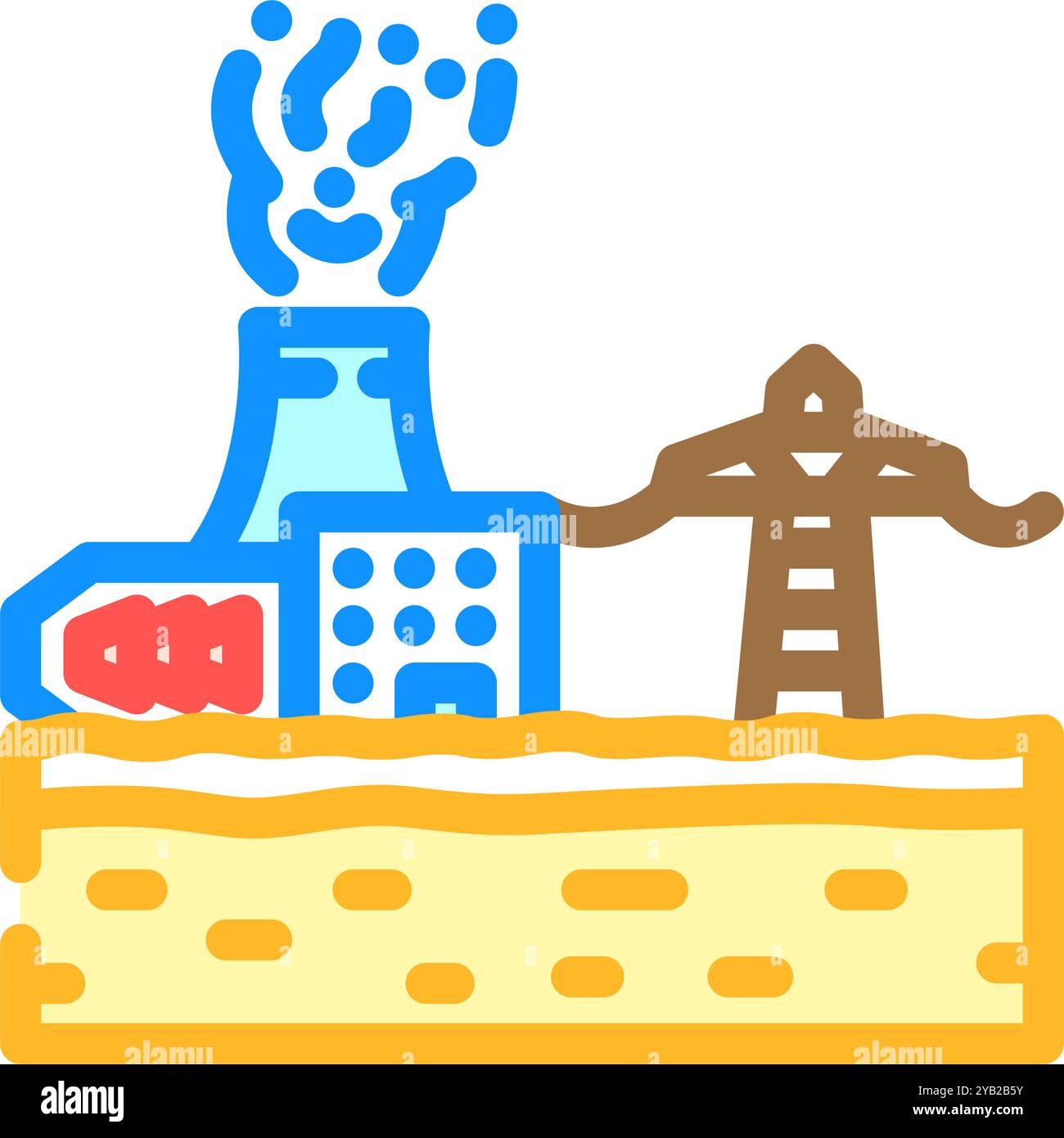 Geothermal energy renewable heat icons set vector earth power hi-res ...