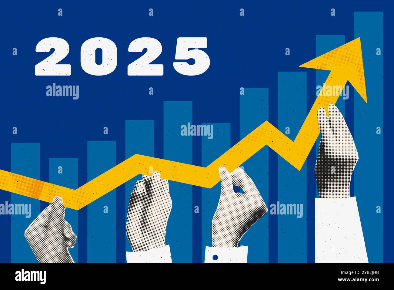 2025 business growth concept art collage vector illustration Stock ...