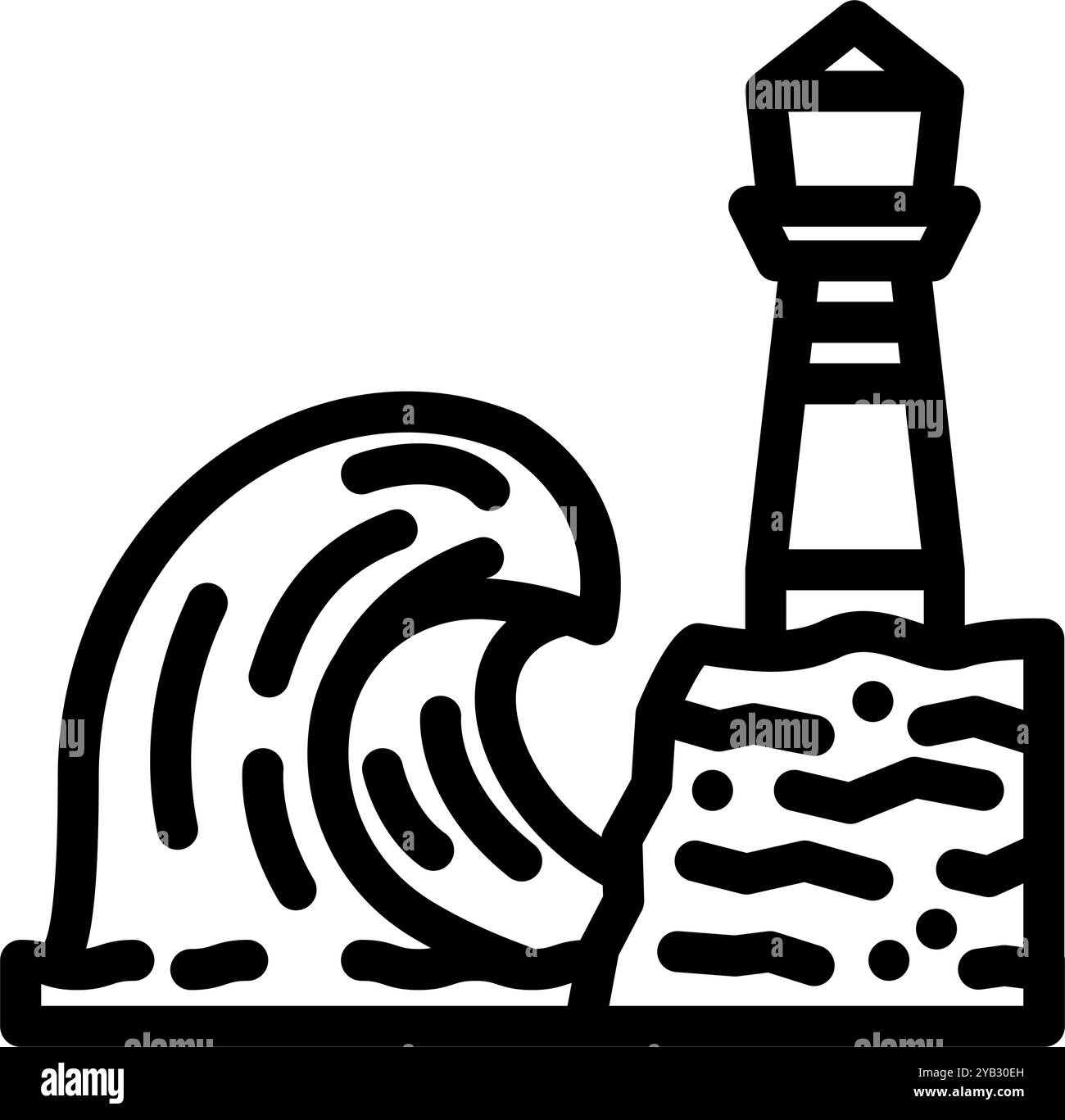 high waves hurricane disaster line icon vector illustration Stock ...