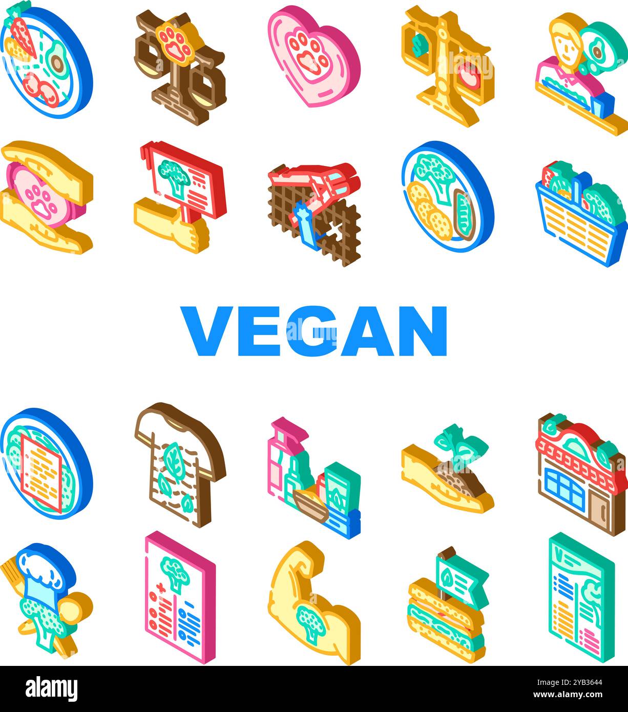 vegan plant based cruelty free icons set vector Stock Vector Image ...