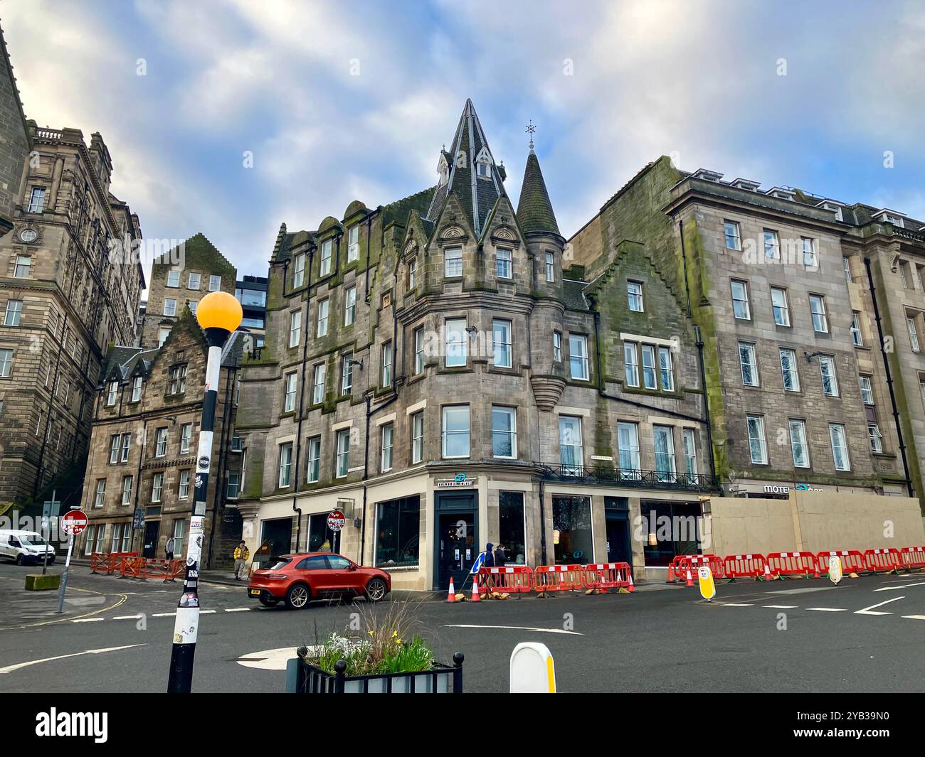 Motel One Hotel on Market Street near Cockburn Street. Edinburgh, Scotland, United Kingdom. 16th March 2024. - Smartphone Captured Stock Image