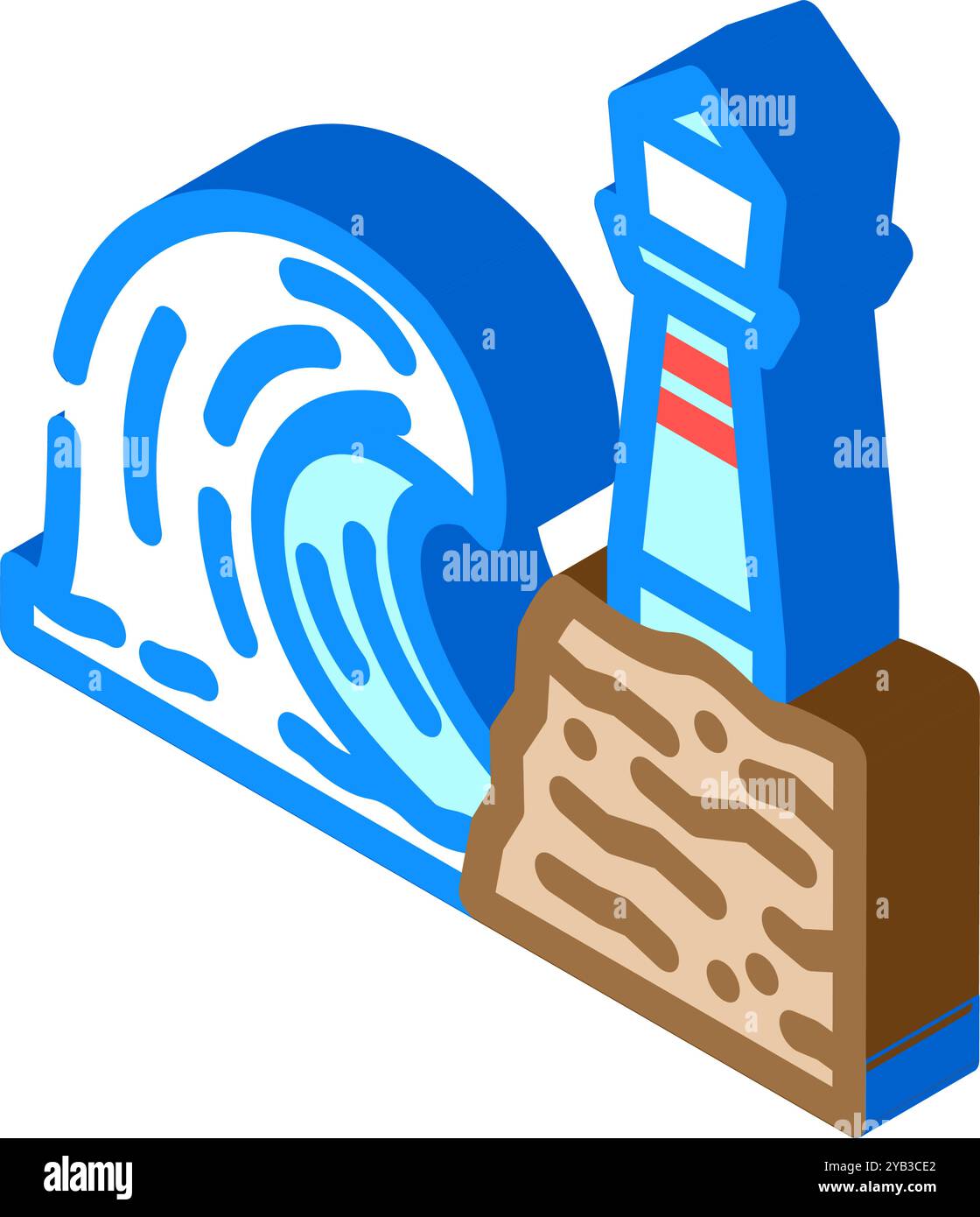 high waves hurricane disaster isometric icon vector illustration Stock ...