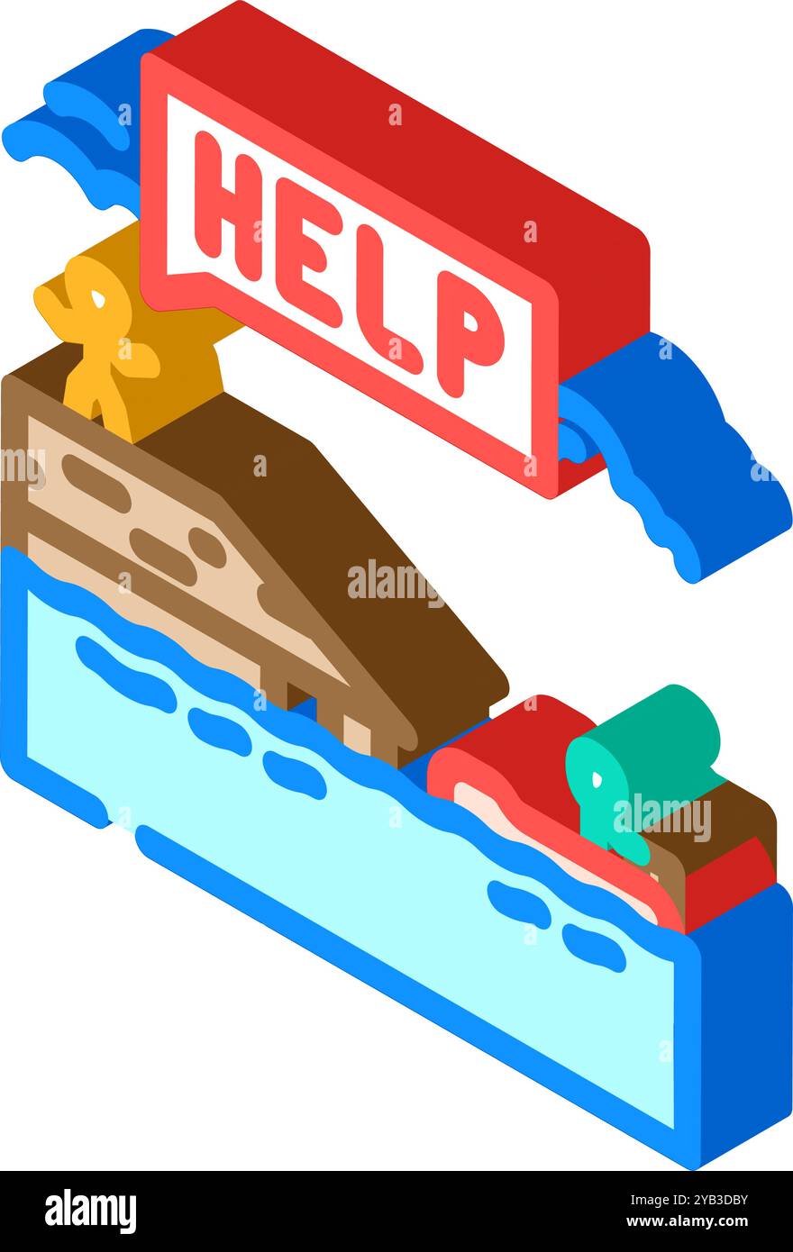 rescue operation hurricane disaster isometric icon vector illustration ...