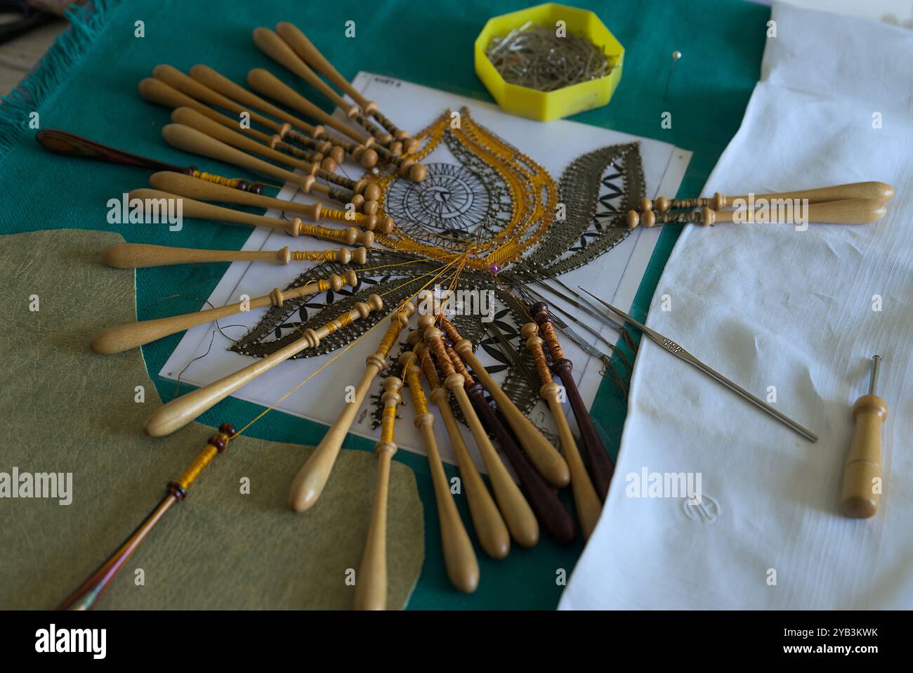 bobbin lace work, crafts Stock Photo