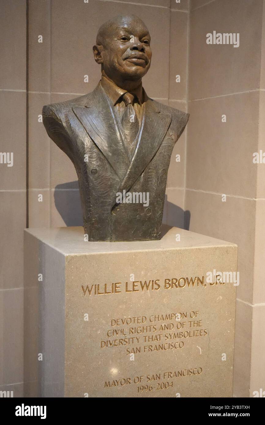 Statue of former mayor Willie Lewis Brown in City Hall. Stock Photo